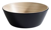 Schale FRIDA, Melamin, D: 20 cm, H: 7,5 cm, I: 1,2 ltr., innen: Holzoptik, außen: schwarz Schale FRIDA, Melamin, D: 20 cm, H: 7,5 cm, I: 1,2 ltr., innen: Holzoptik, außen: schwarz