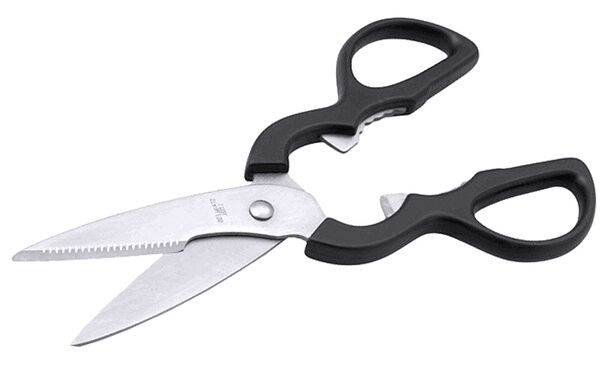 Küchenschere, Edelstahl, schwarzer Griff, L: 20 cm, Klingenlänge: 9 cm
