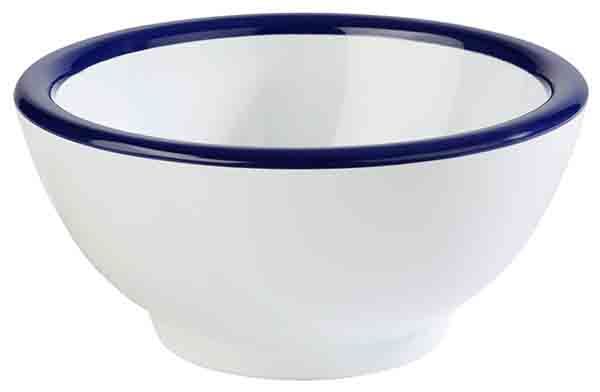 Schale PURE, FRUITS D: 13 cm, H: 6,5 cm, Melamin, weiss, blauer Rand, hochglänzend, 0,3 ltr.