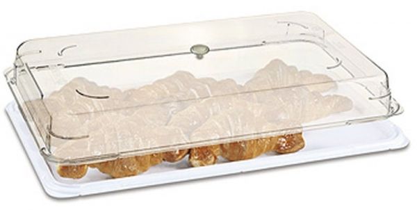 GN Platte mit Abdeckhaube 1/1, flache Form, SAN, 53 x 32,5 x 8 cm