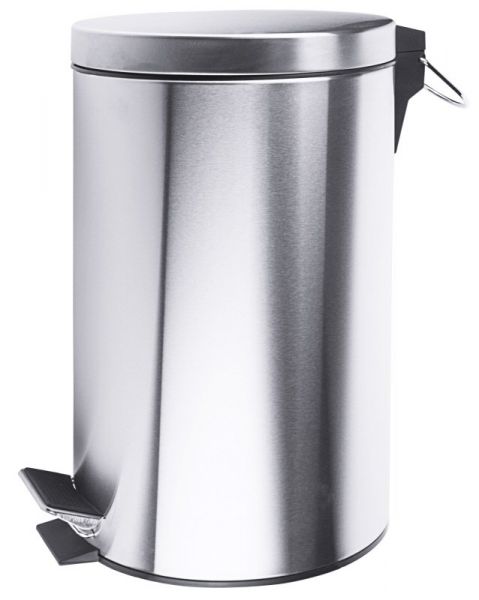 Tretabfalleimer, schwarzer Kunststoffeinsatz, Edelstahl, I: 20 ltr., D: 23 cm, H: 60 cm