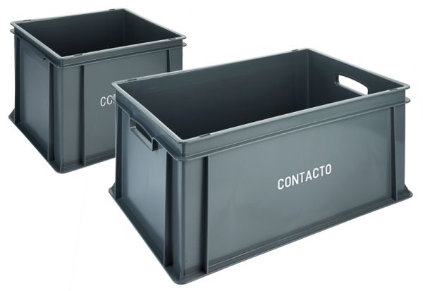 Stapel-Transportkasten, flach, PE, grau, 60 x 40 x 21,5 cm
