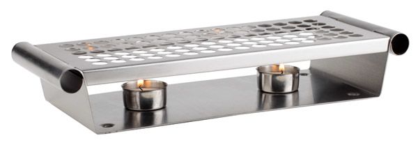 Speisenwärmer 34 x 13 cm, H: 6 cm, Edelstahl, matt poliert, 2-flammig