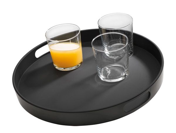Tablett BISTRO, D: 35,5 cm, H: 4,5 cm, Melamin, schwarz Stapelrand, rutschfest