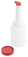 Dosier-/ Vorratsflasche, mit Deckel rot, I: 2 ltr., D: 12,5 cm, H: 35 cm, SAN Dosier-/ Vorratsflasche, mit Deckel rot, I: 2 ltr., D: 12,5 cm, H: 35 cm, SAN