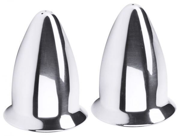 Salz-/Pfefferstreuer Set, Kunststoffstöpsel, Edelstahl, D: 6,5 cm, H: 8,5 cm