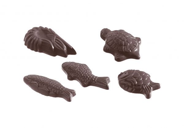 Schokoladen- Form Meeresbewohner, 275 x 135 mm, 4 x 7 Stück/ 5 Fig. 38 x 20 x 7 mm