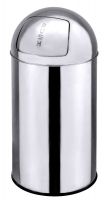 PUSH-Abfallbehälter, Klappe mit Feder, Edelstahl, I: 24 ltr., D: 29 cm, H: 65 cm PUSH-Abfallbehälter, Klappe mit Feder, Edelstahl, I: 24 ltr., D: 29 cm, H: 65 cm
