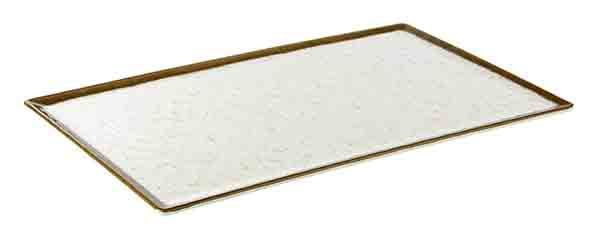 GN 1/1 Tablett STONE ART 53 x 32,5 cm, H: 1,5 cm, Melamin, Rand: braun, weiss