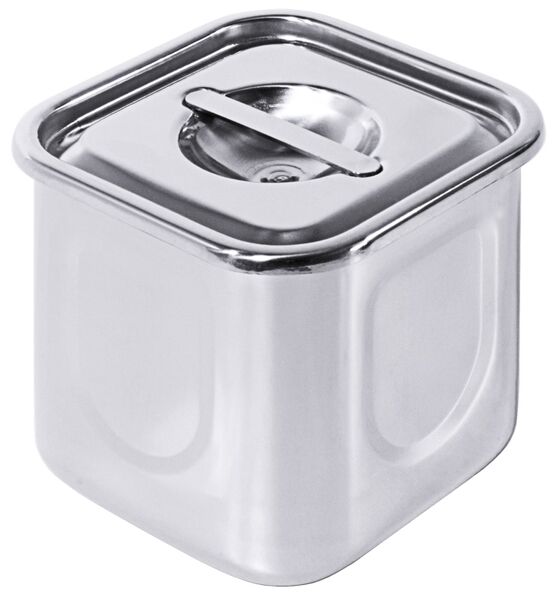 Vorratsbehälter mit Deckel, I: 0,46 ltr., 8 x 8 x 8 cm, Edelstahl