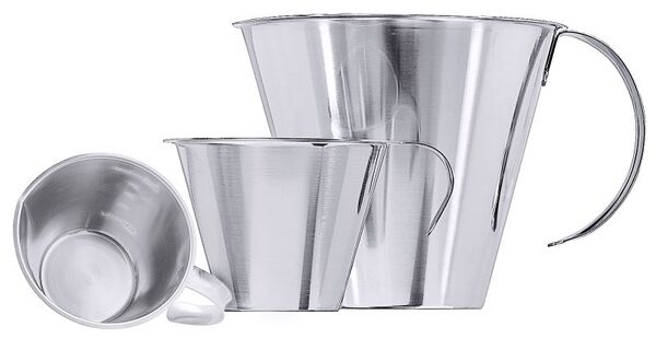 Messbecher ohne Fuß, I: 2 ltr., H: 19,5 cm, Edelstahl