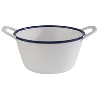 Schale ENAMEL LOOK, 15 x 11,5 cm, H: 6,5 cm, Melamin, weiß, blauer Rand, 0,3 Liter Schale ENAMEL LOOK, 15 x 11,5 cm, H: 6,5 cm, Melamin, weiß, blauer Rand, 0,3 Liter