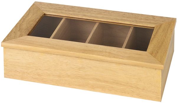 Teebox 35,5 x 20 cm, H: 9 cm, Holz, mit Sichtfenster