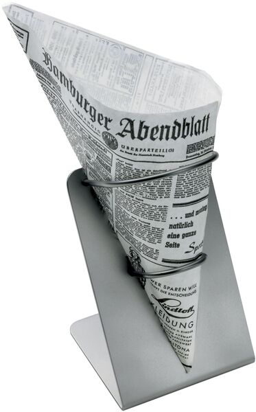 Pommes Frites-Tütenhalter - Modell 329, Edelstahl 18/10, LxBxH: 100 x 100 x 170 mm