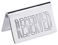 Tischschild RESERVED, beidseitig beschriftet, Edelstahl, B: 6,5 cm, H: 4 cm Tischschild RESERVED, beidseitig beschriftet, Edelstahl, B: 6,5 cm, H: 4 cm