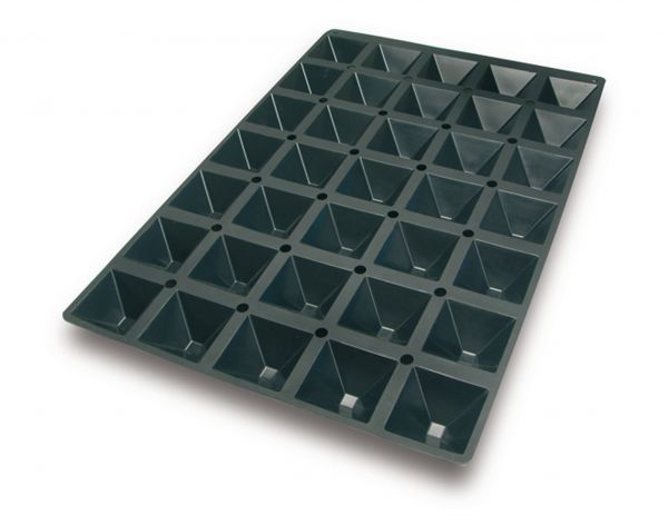 Silikon - Backform 400 x 600 mm, Pyramide, 35 x 61 ml, 65 x 65 mm, H: 35 mm