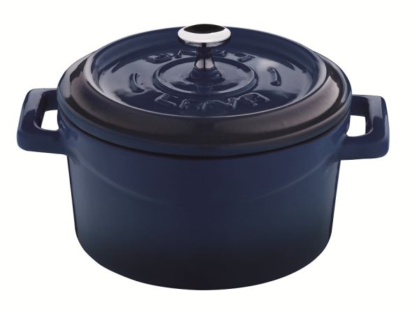 Playground, Gusseisen - Cocotte blau rund 10 cm/ 0,35 ltr.