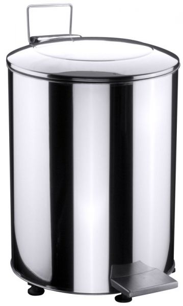 Tretabfallbehälter mit Deckel, 4 Gummifüße, Edelstahl, I: 100 ltr., D: 40 cm, H: 90 cm