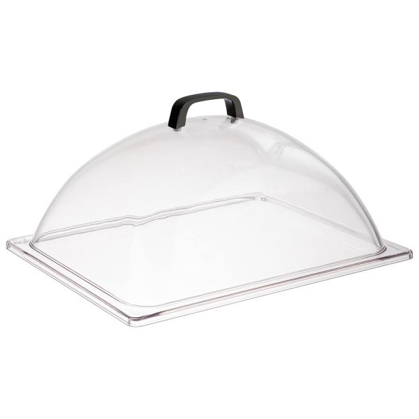 GN 1/2 Kuppelhaube, SAN, schwarzer Griff, Frontausschnitt, 33 x 28 x 17 cm