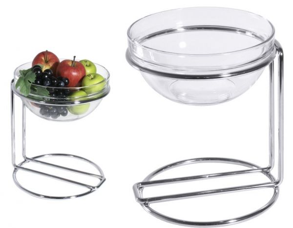 Buffetständer mit Glas, verchromter Stahl, I: 2,6 ltr., D: 23 cm, H: 25 cm