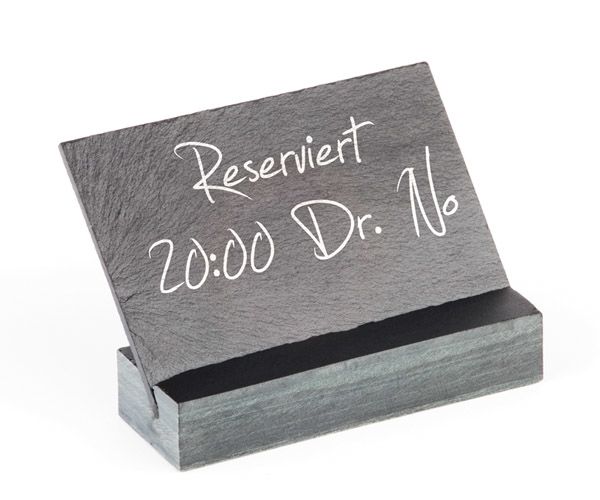 Tischtafel / Schild, Naturschiefer, 12 x 4 cm, H: 7 cm
