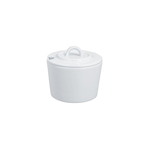 Zuckerdose m. Deckel, uni, weiss, 8,6 x 8,3 cm/ 0,21 ltr.