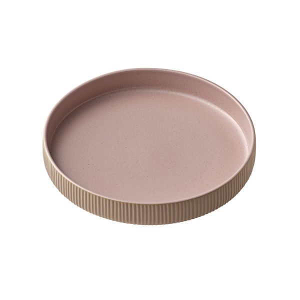 Playground, Steinzeug - NARA Rosé : Teller tief rund hoher Rand, Relief, 24 cm/ 1,3 ltr.