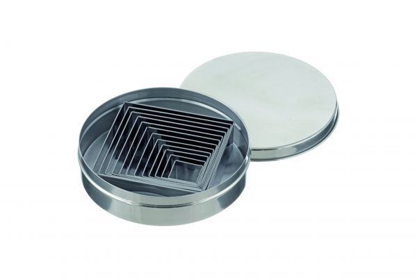 Dekor Ausstecher im Satz Quadrat 9-tlg., Höhe: 30 mm, Edelstahl