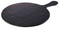 Tablett SLATE ROCK D: 30 cm, H: 1,5 cm, Melamin, schwarz, Schieferlook-Griff: 12 cm Tablett SLATE ROCK D: 30 cm, H: 1,5 cm, Melamin, schwarz, Schieferlook-Griff: 12 cm