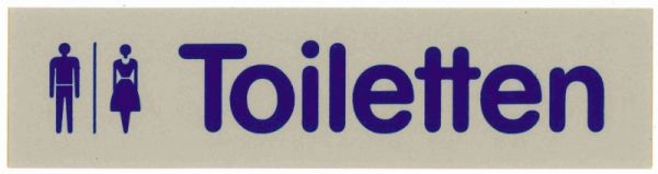 Wortschild TOILETTEN, Hartplastik, selbstklebend, 16 x 4 cm