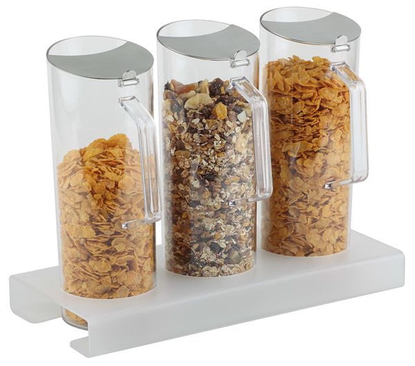 Cerealien-Bar 38 x 17 cm, H: 28,5 cm, 3 x 1,5 ltr., Acryl, gefrostet, rutschfest