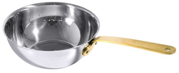 Mini Wok, Edelstahl mit Messinggriff, I: 0,6 ltr., D: 14 cm, H: 5,5 cm