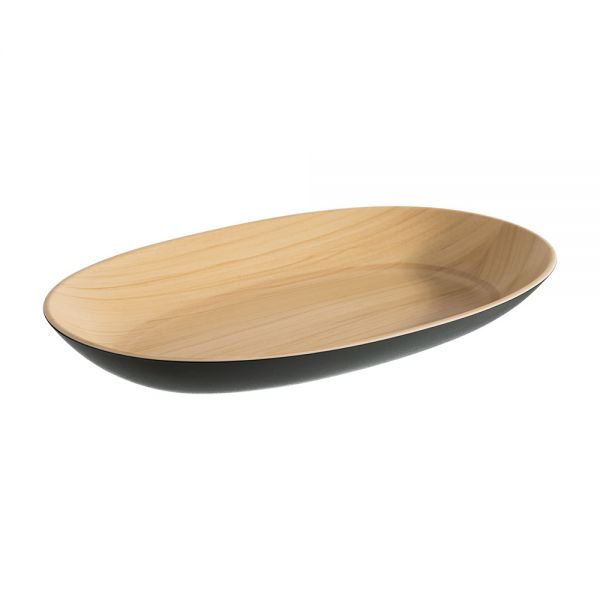 Schale FRIDA, Melamin, 33,5 x 21 cm, H: 4 cm, innen: Holzoptik, aussen: schwarz