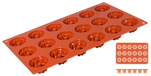 Silikon-Backmatte Gugelhupf, 18 Formen, D: 4,1 cm, H: 2,3 cm