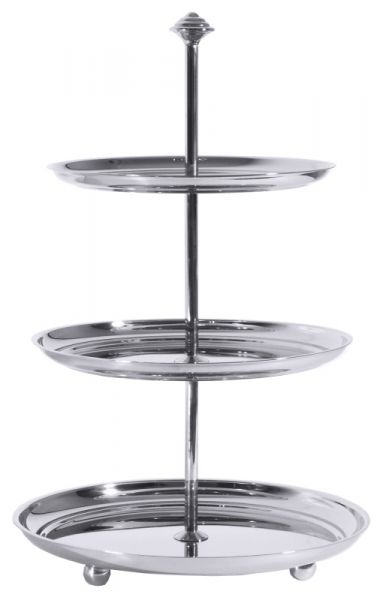 Petits-Fours-Etagere mit 3 Ebenen, Edelstahl, D: 20/22,5/25 cm, H: 39,5 cm