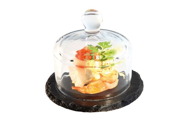 Naturschieferplatte 2-teilig D: 10,5 cm, H: 8 cm, Materialstärke 6 - 9 mm, möbelschonende Füsschen