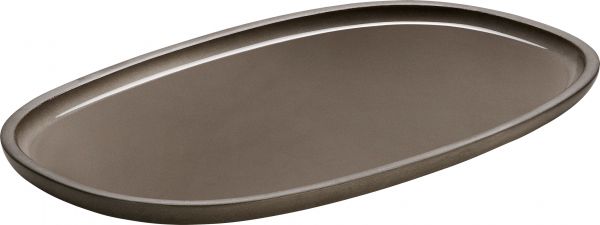 Playground, Steinzeug - RENEW : Platte oval, taupe, 30 x 18 cm