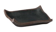 Tablett MARONE 14,5 x 14,5 cm, H: 2 cm, Melamin, schwarz, brauner Rand Tablett MARONE 14,5 x 14,5 cm, H: 2 cm, Melamin, schwarz, brauner Rand