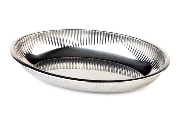 Edelstahl-Schale 26,5 x 18,5 cm, H: 4 cm Edelstahl, eingerollter Rand
