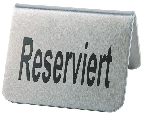Tischaufsteller 2er Set je 5,5 x 5 cm, H: 3,5 cm, Edelstahl, mattiert, Reserviert
