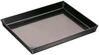 Pizzaform 60 x 40 cm, H: 2,5 cm, Blaublech, Rand umgelegt, rechteckig Pizzaform 60 x 40 cm, H: 2,5 cm, Blaublech, Rand umgelegt, rechteckig
