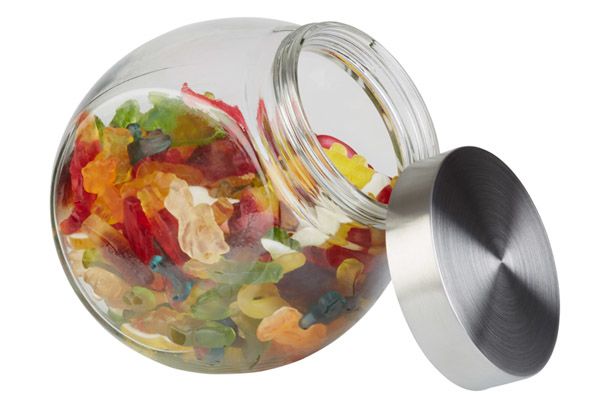 Vorratsdose mit Deckel 12,5 x 19 cm, H: 18 cm, 1 ltr., Glas, Edelstahl