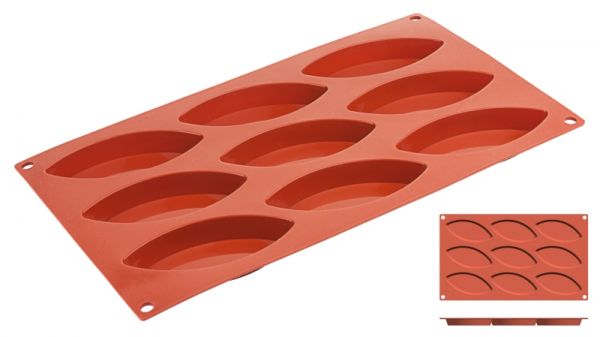 Silikon-Backmatte Schiffchen, 9 Formen, 10 x 4,4 x 1,5 cm