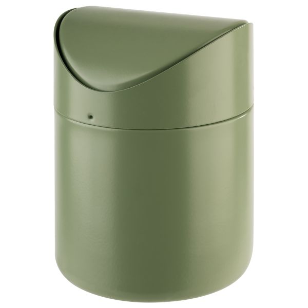 Tischrestebehälter m. abnehmbaren Schwingdeckel, Edelstahl, D: 12 cm, H: 17 cm, Farbe: smoke green