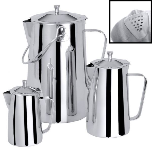 Teekanne, Scharnierdeckel und Innensieb, Edelstahl, I: 2 ltr., H: 21 cm