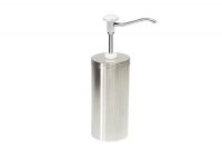 Dosierspender rund, Edelstahl, 1-fach weiss, Inh. 2,25 ltr., 107 x 107 x 358 mm Dosierspender rund, Edelstahl, 1-fach weiss, Inh. 2,25 ltr., 107 x 107 x 358 mm
