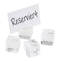 Kartenhalter WÜRFEL, 4er Set, 3 x 3 cm, H: 3 cm, Acryl, inkl. 20 Beschriftungskarten Kartenhalter WÜRFEL, 4er Set, 3 x 3 cm, H: 3 cm, Acryl, inkl. 20 Beschriftungskarten