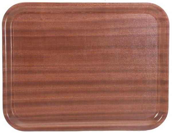 Kantinen-Tablett, rutschfest, mahagoni, Pressholz, 46 x 35 x 1,8 cm